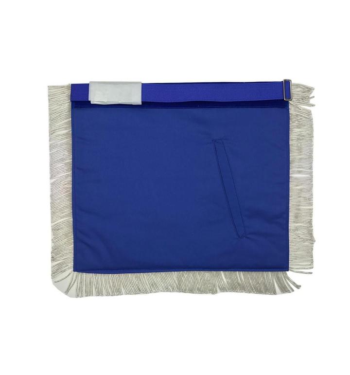 MASTER MASON Silver Embroidered Apron square compass with G Blue