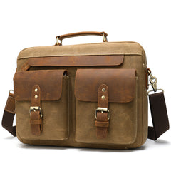 Cowhide with cloth briefcase Men's Leather business briefcase Briefcase Official Briefcase Multifunctional Briefcase