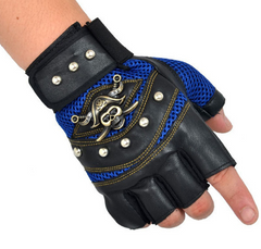 Men's leather gloves Men's leather fingerless gloves -black leather fingerless gloves