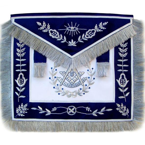 Masonic Blue Past Master Apron Bullion Hand Embroidered Vine Work