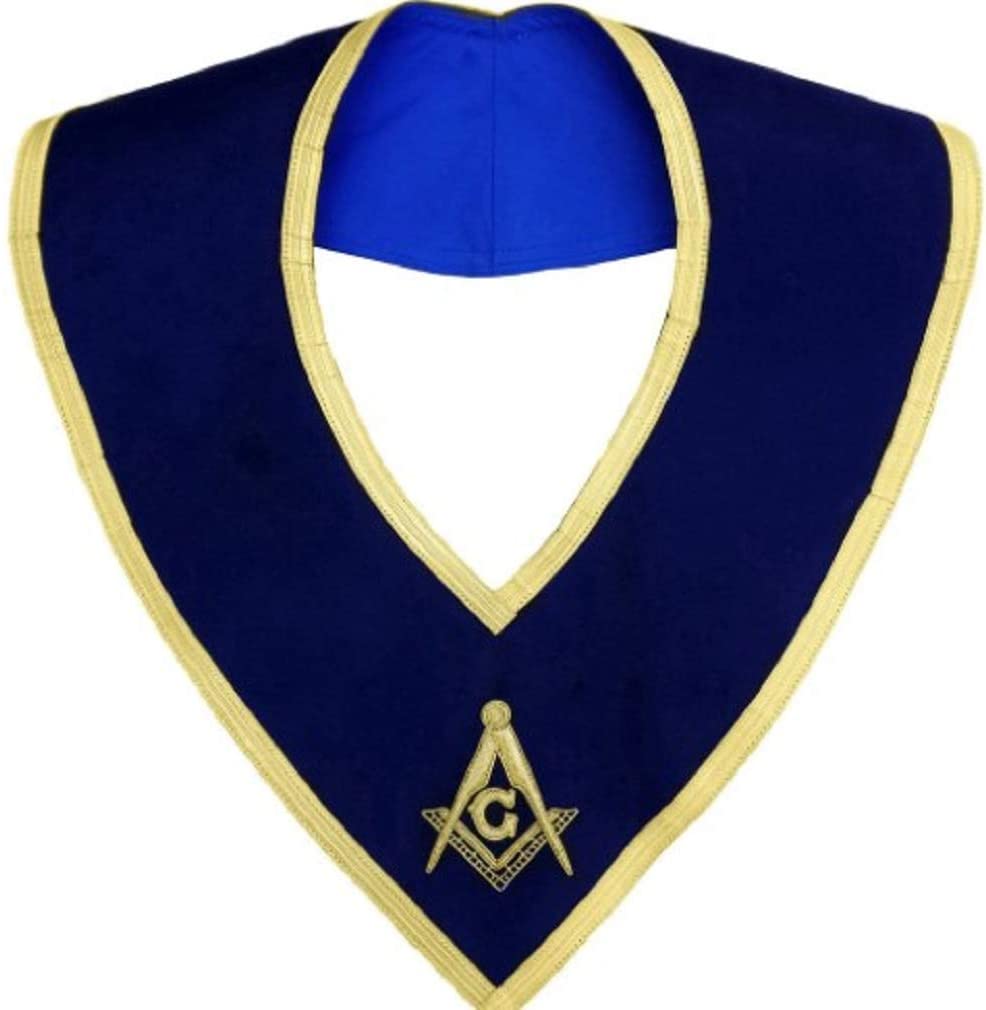 Masonic Master Mason Collar Gold on Blue Velvet Hand Embroidered