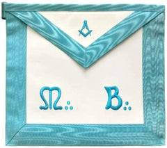 Master Mason French Rite / Modern Rite Square Compass Lambskin Apron - Sky Blue