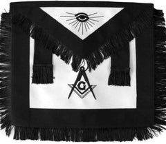 Masonic Master Mason Funeral Black With Fringe Hand Embroidered Apron