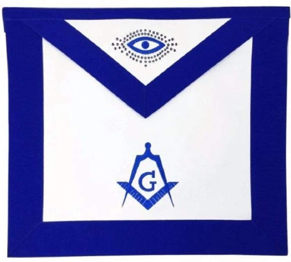 Masonic Blue Lodge Master Mason Apron Machine Embroidery Blue