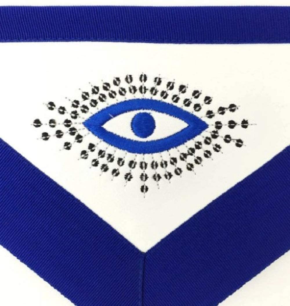 Masonic Blue Lodge Master Mason Apron Machine Embroidery Blue