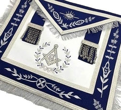 Masonic Blue Lodge Master Mason Silver Machine Embroidery Freemasons Apron