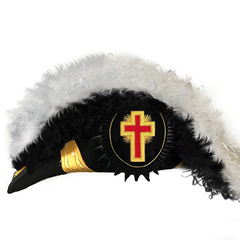 Past Commander Knights Templar Commandery Chapeau - Black Underlayer Plumes