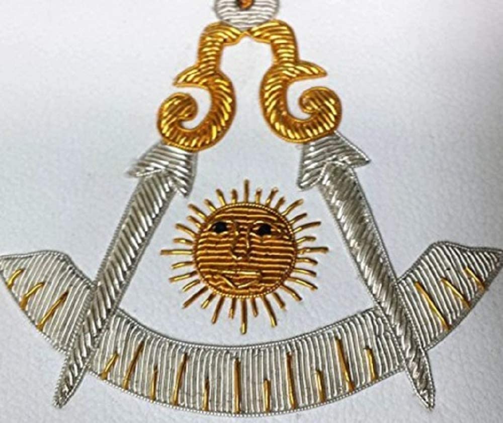 Masonic Past Master Apron Gold and Silver Hand Embroidery Apron