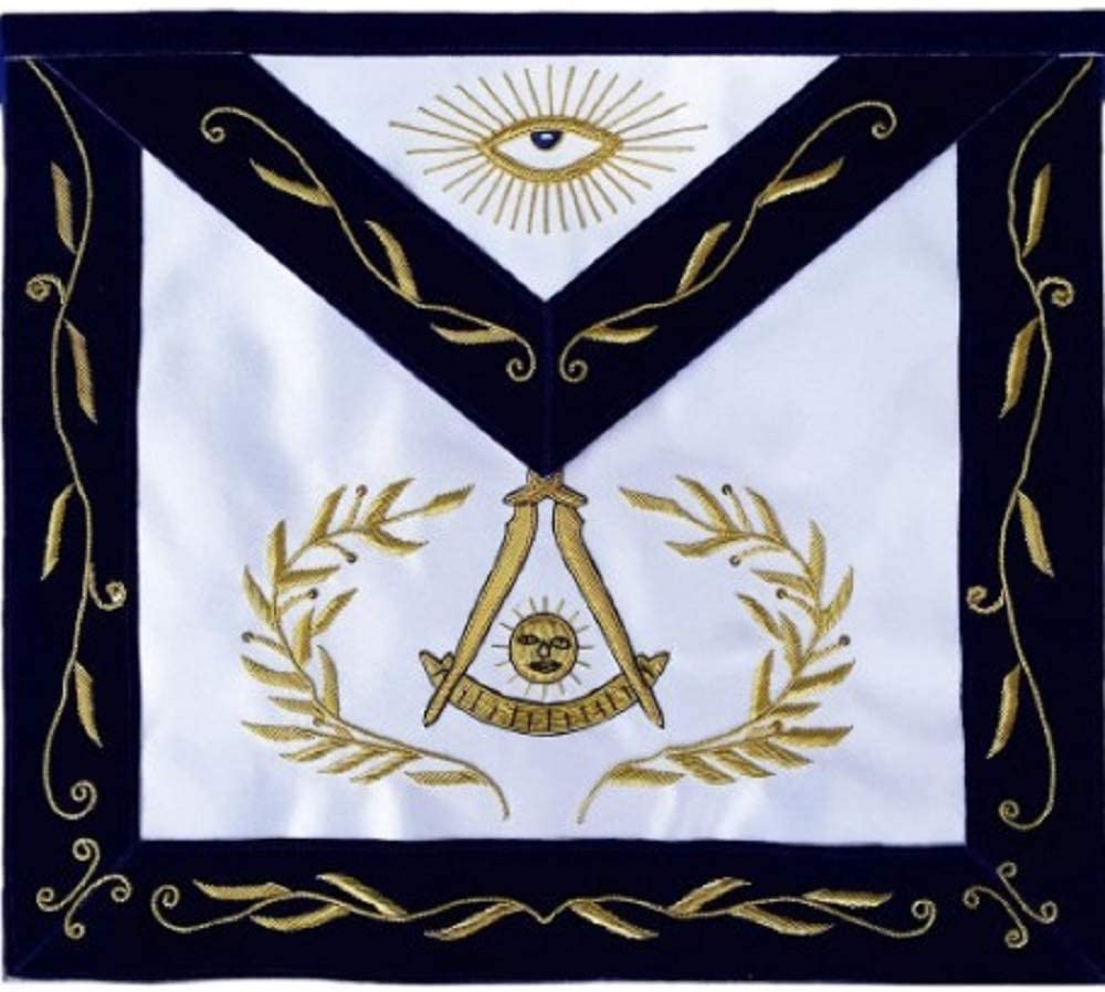 Masonic Blue Lodge Past Master Apron Bullion Hand Embroidered