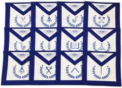 Masonic Blue Lodge Officers Machine Embroidered Apron - Set of 12