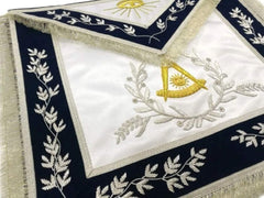 Masonic Past Master Apron Blue Hand Embroidered Silver Bullion