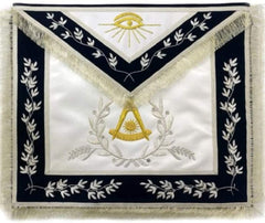 Masonic Past Master Apron Blue Hand Embroidered Silver Bullion