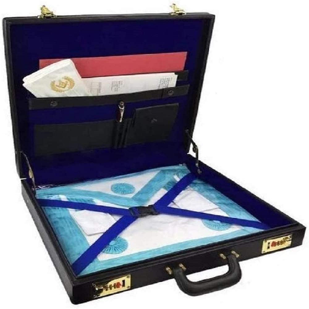 Masonic Regalia MM/WM and Provincial Apron Briefcase with Yellow Square Compass and G