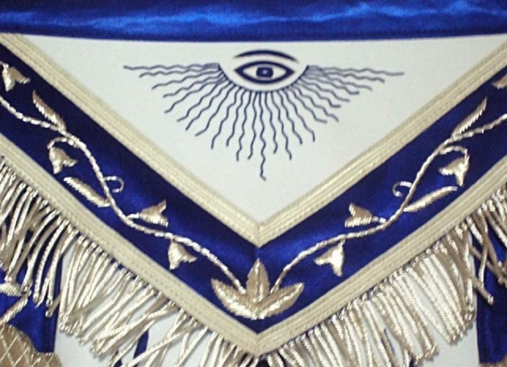 Masonic Past Master Apron Blue Silk Border Silver