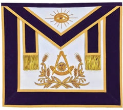 Masonic Past Master Hand Embroidered Apron Gold Embroidery Purple Velvet