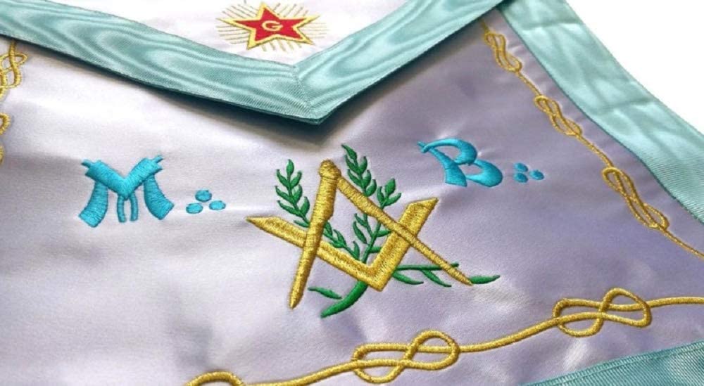 Master Mason French Rite / Modern Rite Star G Silk Apron - Sky Blue