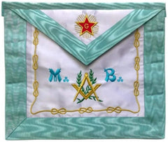 Master Mason French Rite / Modern Rite Star G Silk Apron - Sky Blue