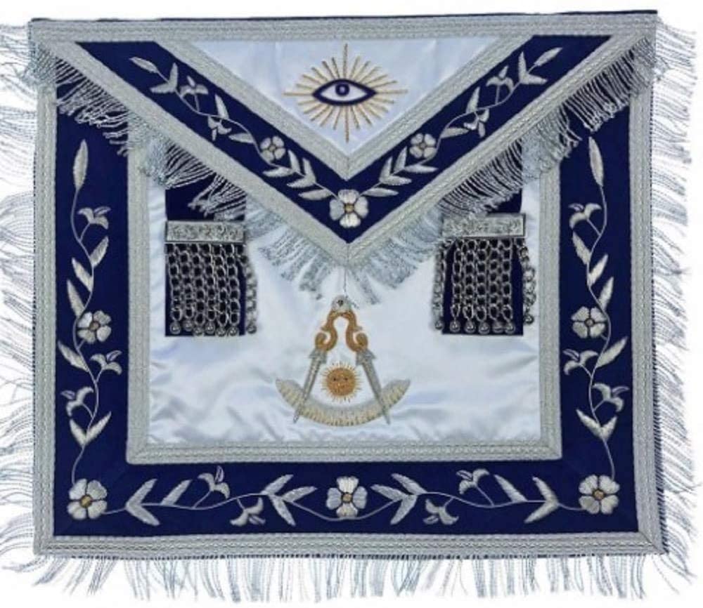 Masonic Past Master Apron Gold and Silver Hand Embroidery Apron Silk