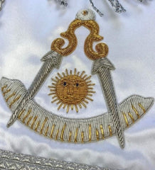 Masonic Past Master Apron Gold and Silver Hand Embroidery Apron Silk