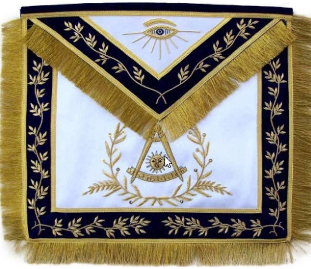 Masonic Past Master Apron Blue Hand Embroidered Golden Bullion