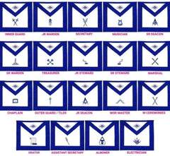 Masonic Blue Lodge Officers Aprons Variations - Set of 19