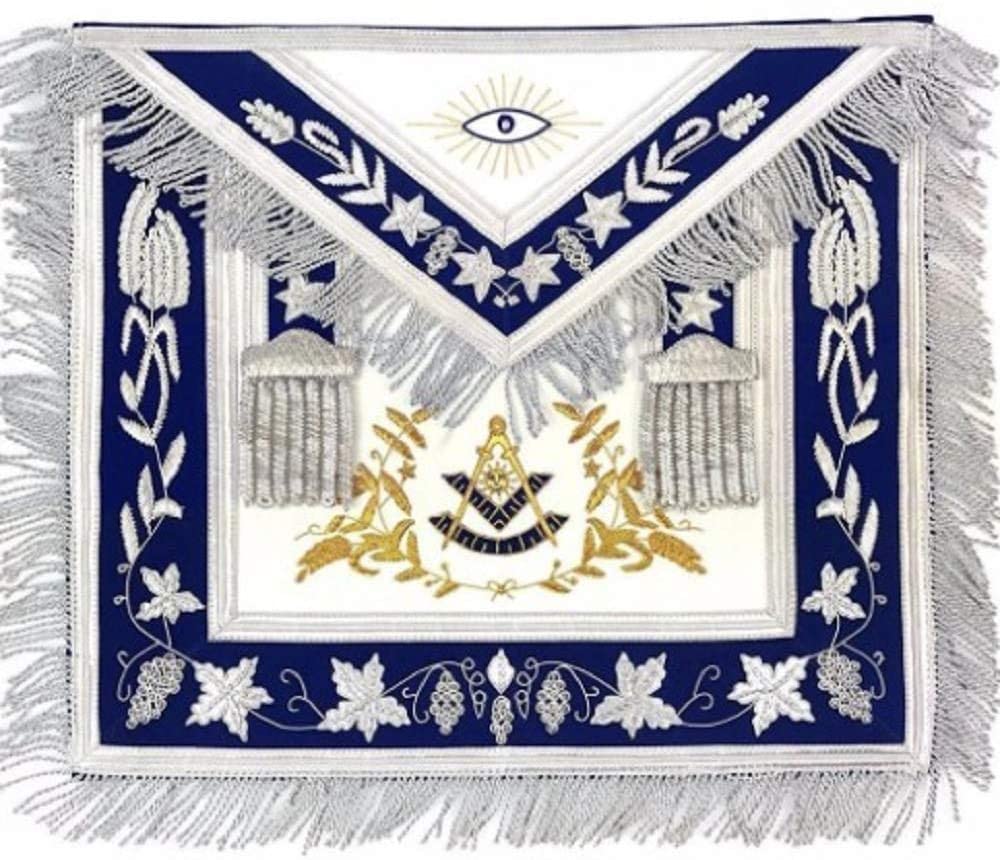 Masonic Grand Lodge Past Master Apron Gold & Silver Hand Embroidery Apron