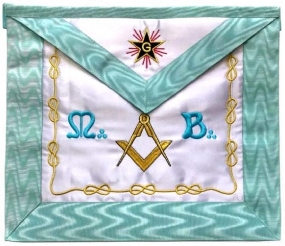 Master Mason French Rite/Modern Rite Square Compass Silk Apron - Sky Blue