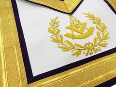 Masonic Past Master Gold & Purple Hand Embroidered Apron