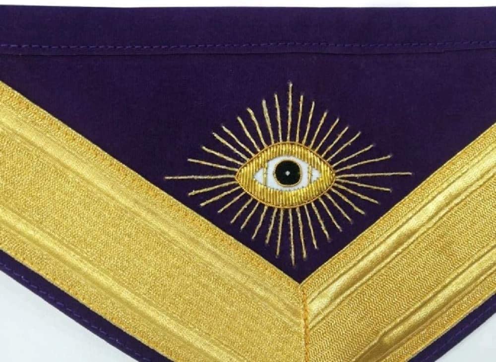 Masonic Past Master Gold & Purple Hand Embroidered Apron