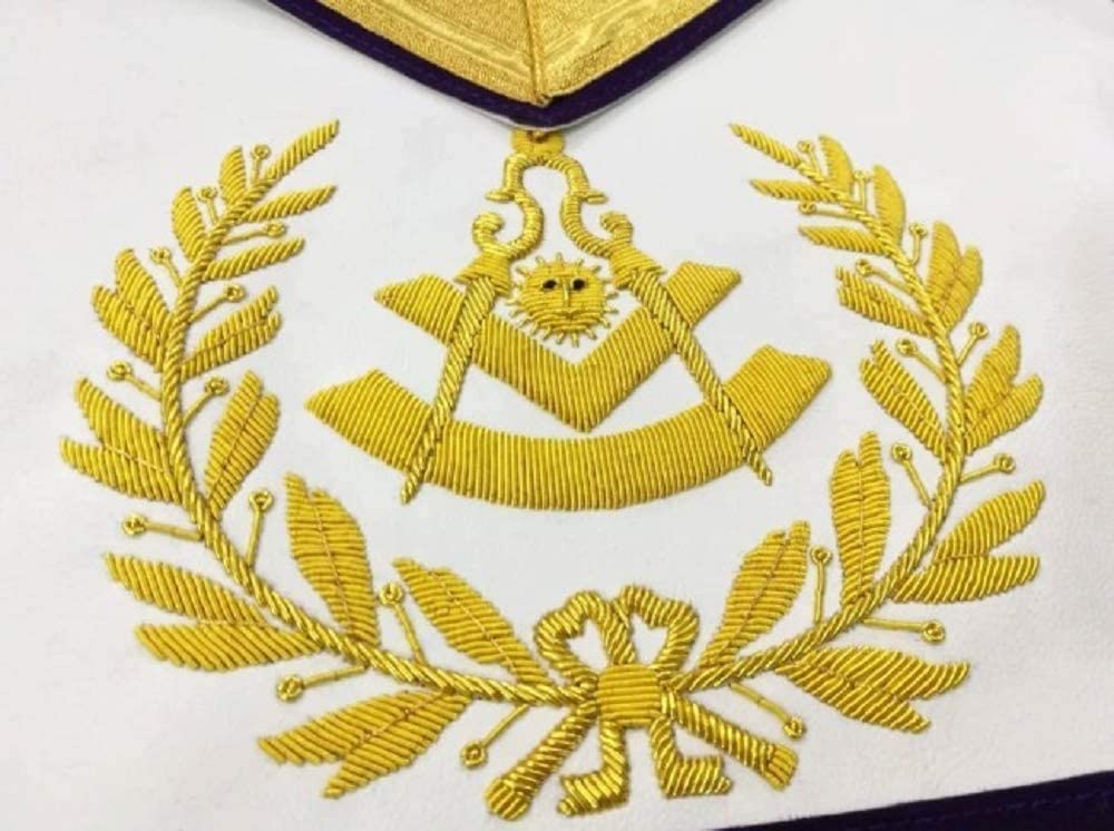 Masonic Past Master Gold & Purple Hand Embroidered Apron