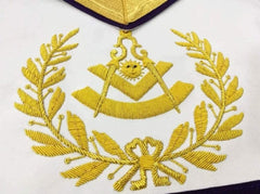 Masonic Past Master Gold & Purple Hand Embroidered Apron