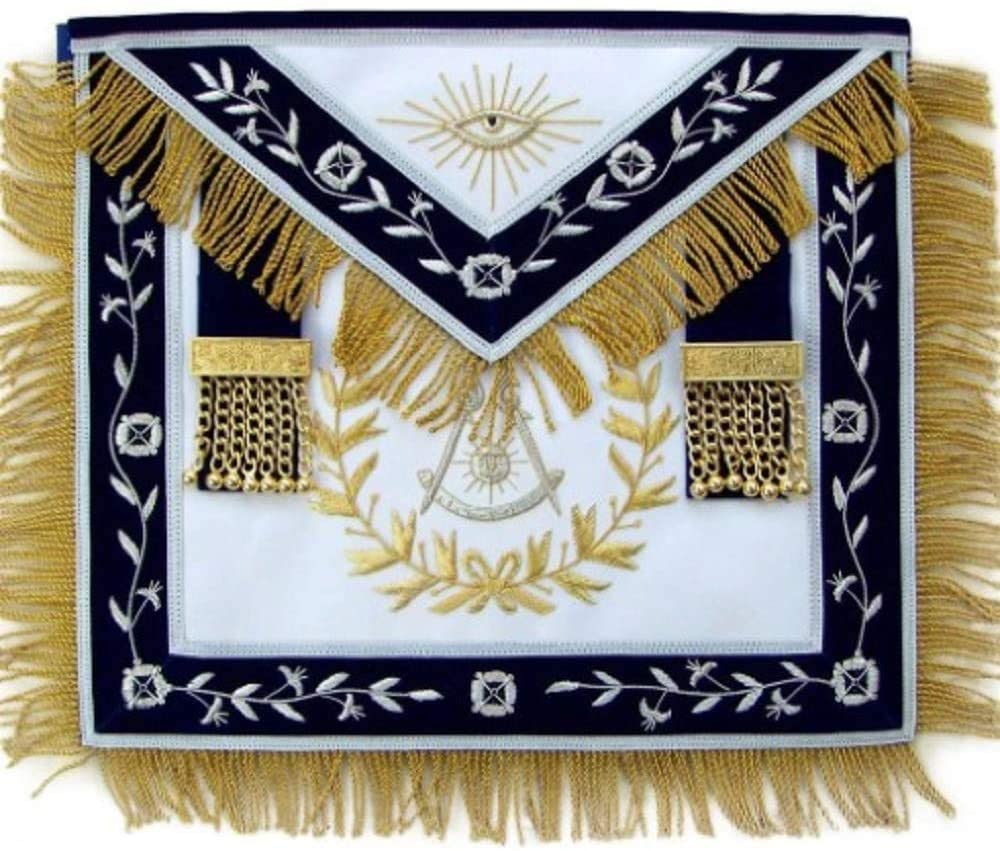 Masonic Blue Lodge Past Master Apron With Wreath Bullion Hand Embroidered…