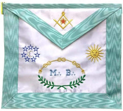 Master Mason French Rite / Modern Rite Moon Sun Silk Apron - Sky Blue