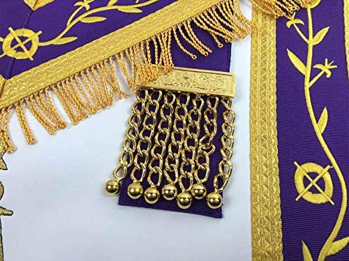 Masonic Blue Lodge Past Master Gold Machine Embroidery Freemason Purple Apron