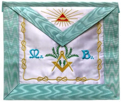 Master Mason French Rite/Modern Rite Pyramid Eye Silk Apron - Sky Blue