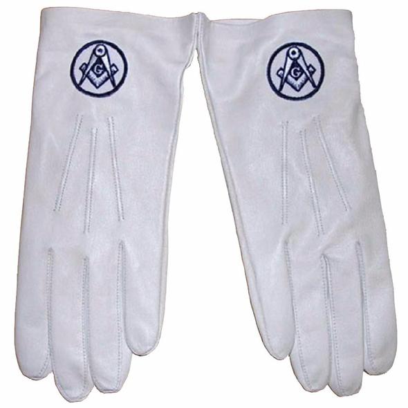 Soft Leather Masonic Gloves with Square Compass Embroidery