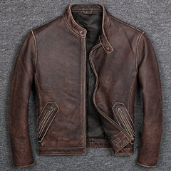 First Layer Cowhide Leather  Jacket, Pure Leather Jacket for Mens