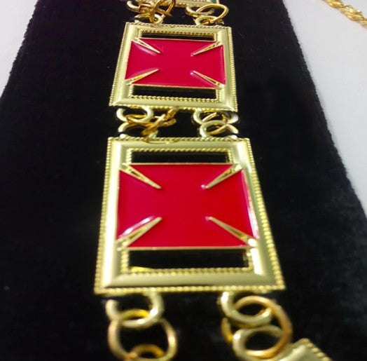 Knights Templar Chain Collar - Masonic Chain Collar - Gold on Black