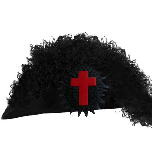 Sir Knight Knights Templar Commandery Illinois Regulation Chapeau - All Black Plumes