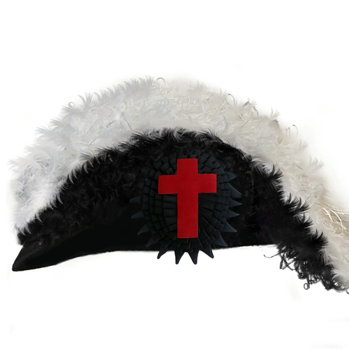 Sir Knight Knights Templar Commandery Illinois Regulation Chapeau - Black Underlayer Plumes