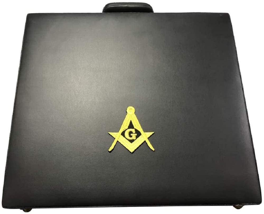 Masonic Regalia MM/WM and Provincial Apron Briefcase with Yellow Square Compass and G