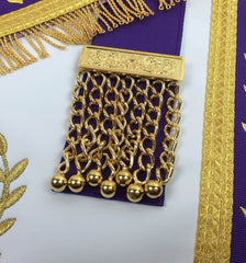 Masonic Blue Lodge Past Master Gold Machine Embroidery Purple Apron