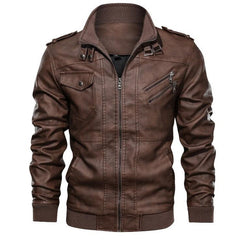 PU leather plain leather jacket hoodless