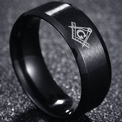 Titanium steel men's jewelry Masonic Ring Fashion Ring masons Symbol Compass G Ring Ring