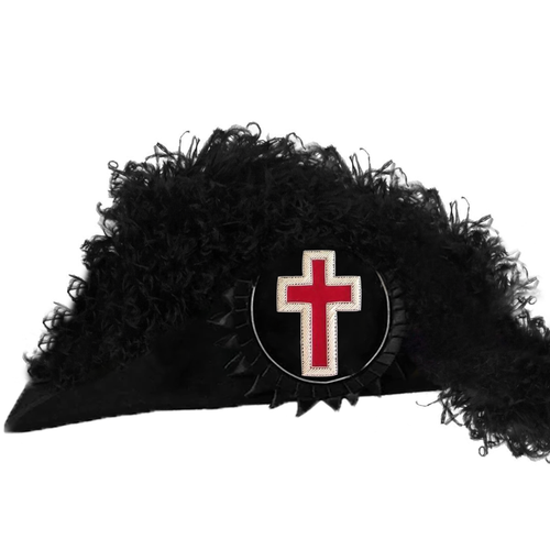 Sir Knight Knights Templar Commandery Chapeau - All Black Plumes