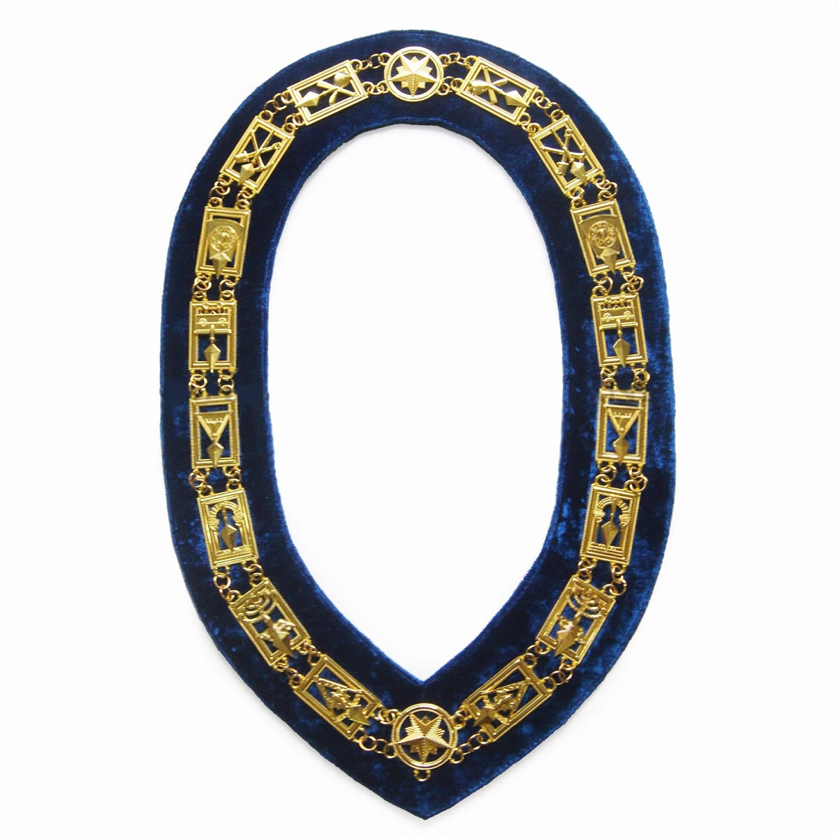 Council Chain Collar - Gold Plated on Blue Velvet