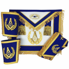 Blue Lodge Master Mason Apron with Fringe Set Apron,Collar gauntlets (Cuffs)