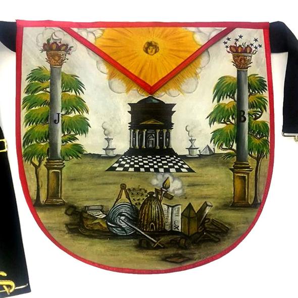 Hand-Painted Masonic Lambskin Apron