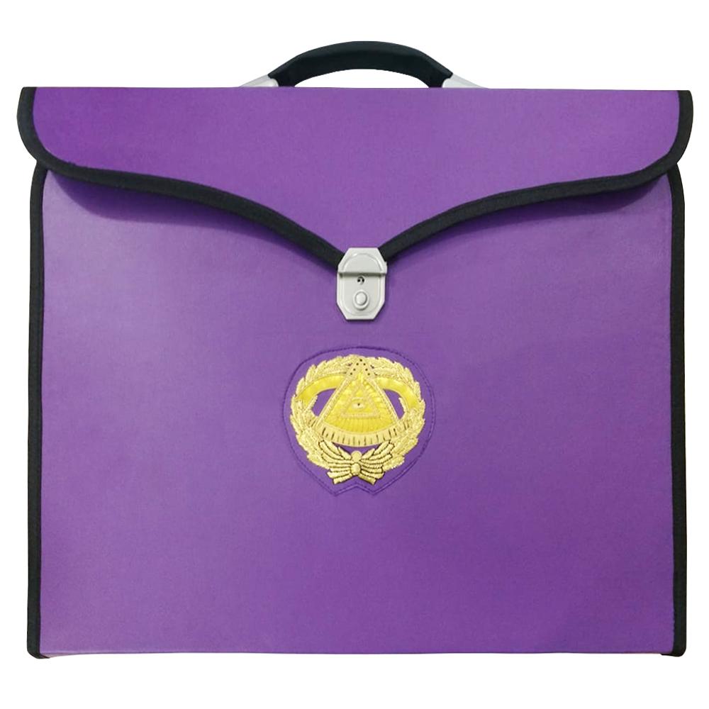 Grand Master Blue Lodge Apron Case - Purple Leather MM, WM & Provincial