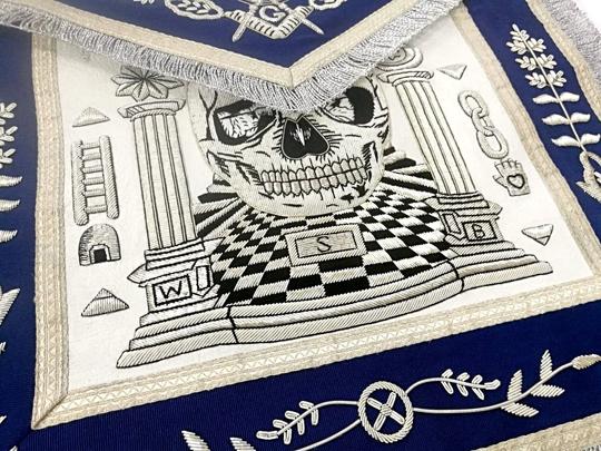 Masonic Regalia Custom Design Skull Pillars Masters Carpet Handmade Bullion Masonic Apron